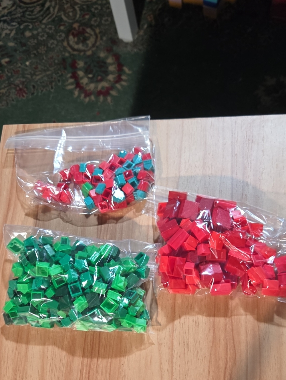 Bagged Red and Green Plastic Game Monopoly House And Hotels - Lot